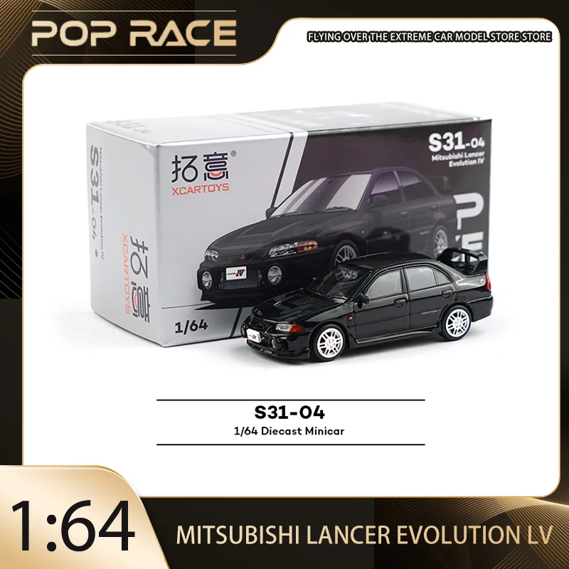 

POP RACE 1:64 Mitsubishi Lancer Evolution IV Alloy Premium Diecast Vehicle Model Toys Collectible Display Piece, Ship Now