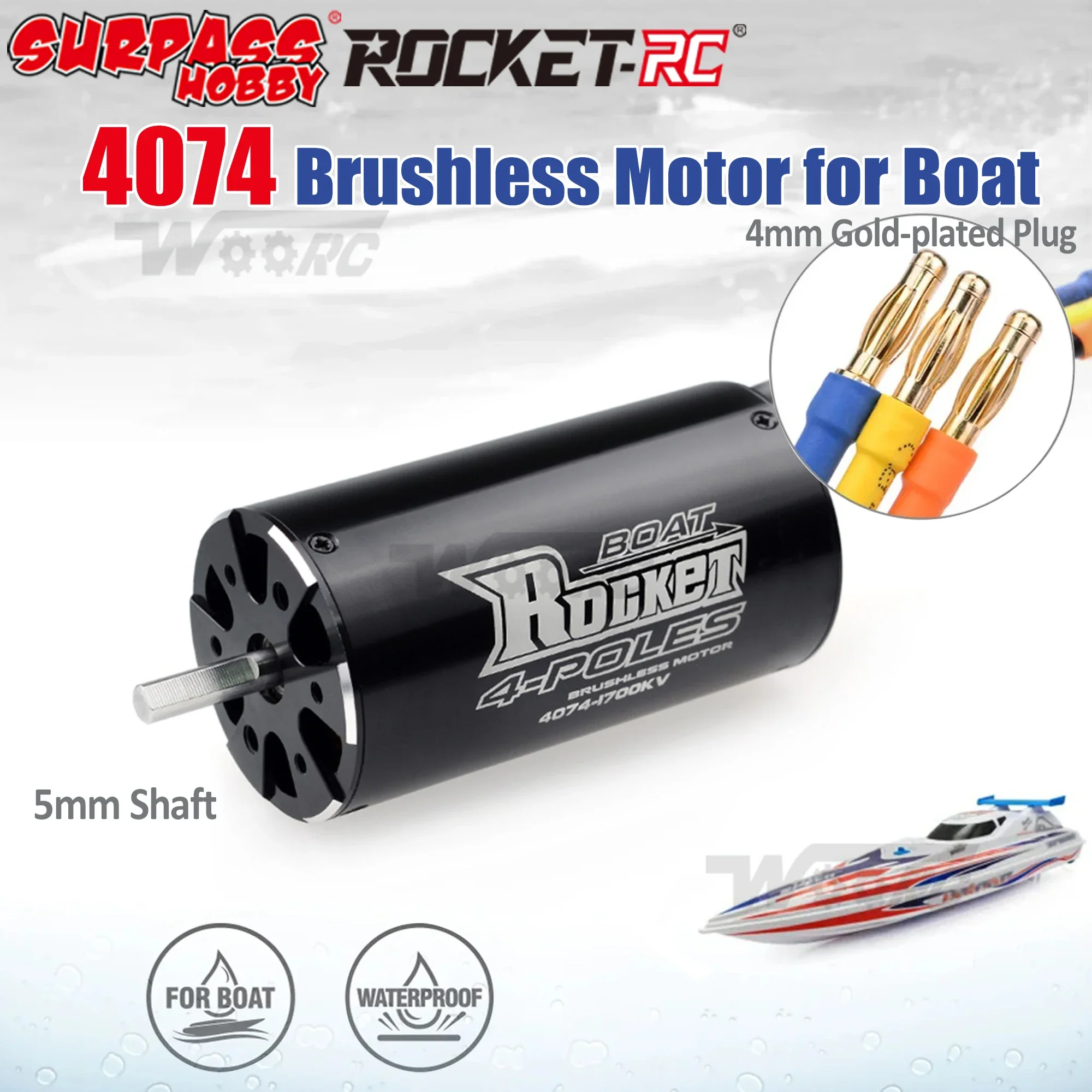 Rocket 4074 1700KV 2000KV 2250KV Brushless Motor for RC Boat 1000mm Above Traxxas M41 Catamaran Spartan Fishing Bait Boat Car