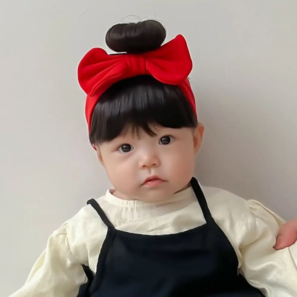 Bebê recém-nascido Bowknot algodão peruca, bonito infantil Hairpiece, Headband respirável, criança acessórios para o cabelo, bandas macias, DIY