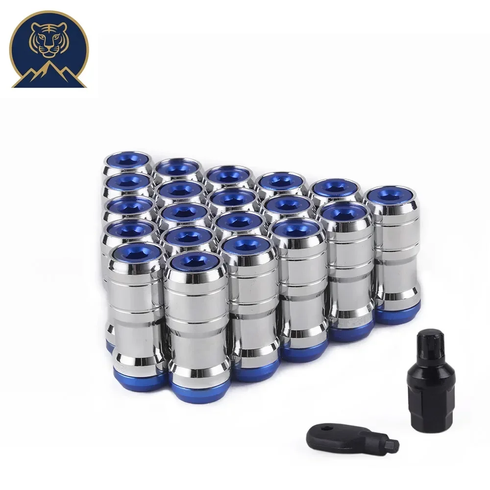 Burning Blue Concealed Heptagon Wheel Lock Lug Nuts – Volk Racing Acorn Close End M12x1.25/M12x1.5 | 20Pcs/Set