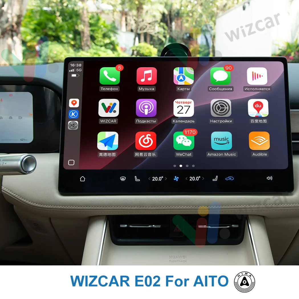 AITO M5 M7 M8 M9 WIZCAR E02 Google Waze Map Spotify Music متعدد اللغات Apple CarPlay Android Auto لهواوي HUAWEI HIMA AITO Auto