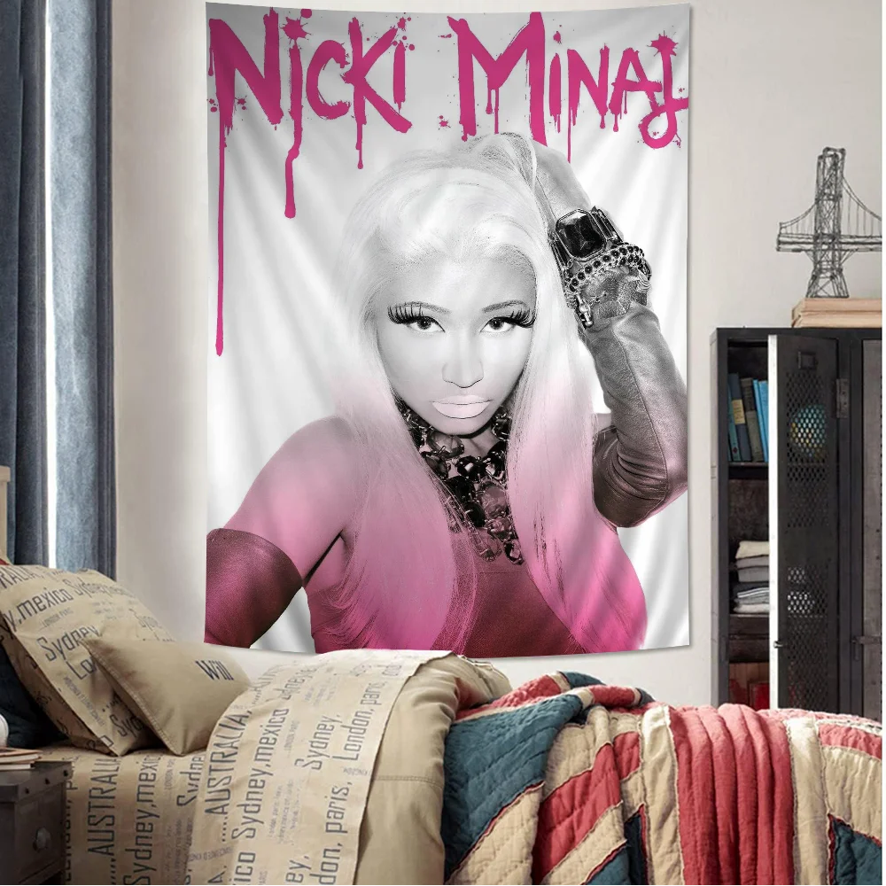 

Rapper N-Nicki M-Minaj DIY Wall Tapestry Hanging Tarot Hippie Wall Rugs Dorm INS Home Decor