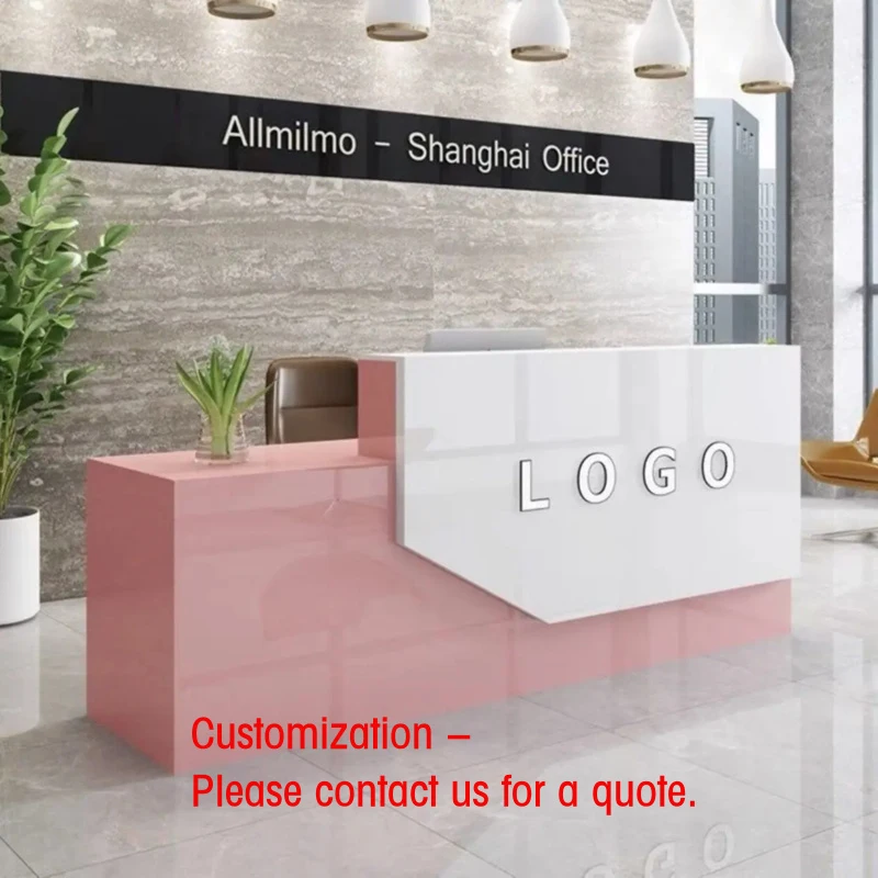 custom.Luxury Reception Desk Custom Available Left/Right Orientation Optional MDF Faux Marble Modern Ho