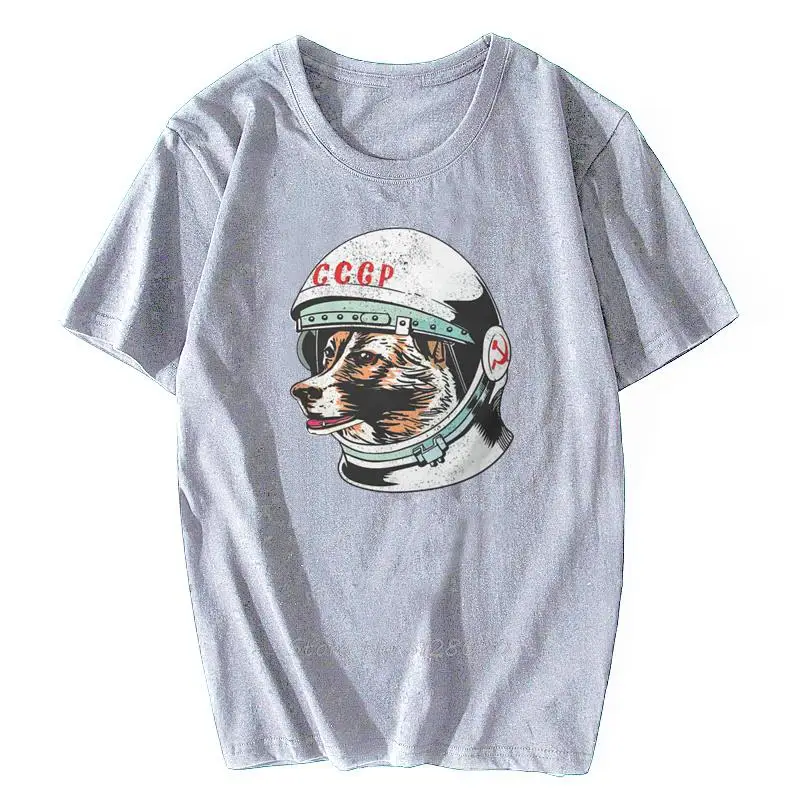 تي شيرت Laika Cosmonaut Space Dog تي شيرت عتيق على الطراز القوطي تي شيرت رجالي قطني تي شيرت علوي ملابس الشارع الشهير Harajuku