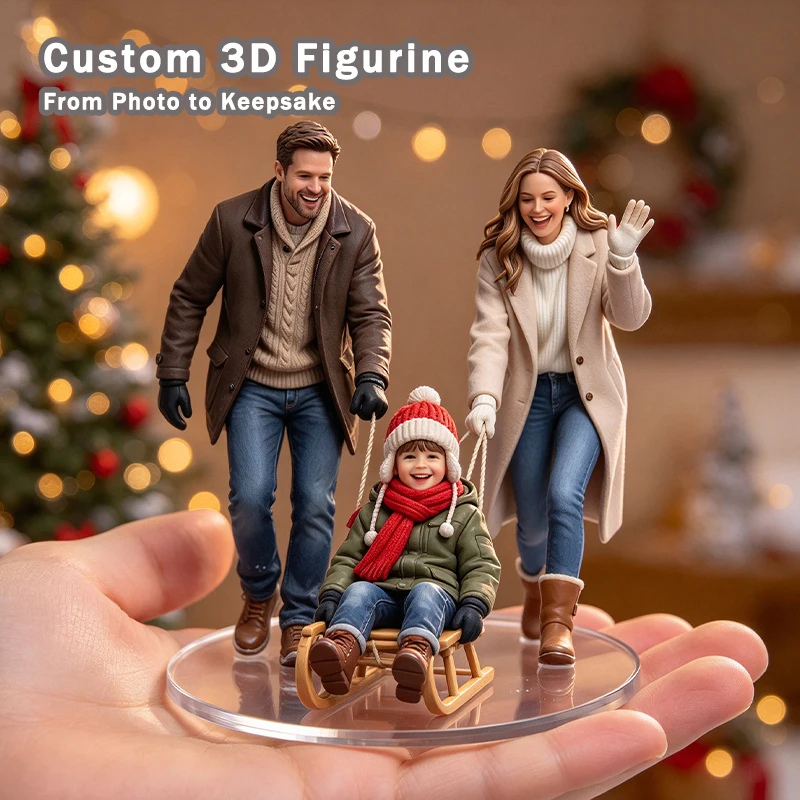 Personalized Resin 3D Printed Portrait Figure Custom Photo Hand Painted Figurine Couple Family Statue Desktop Ornament Anniversa