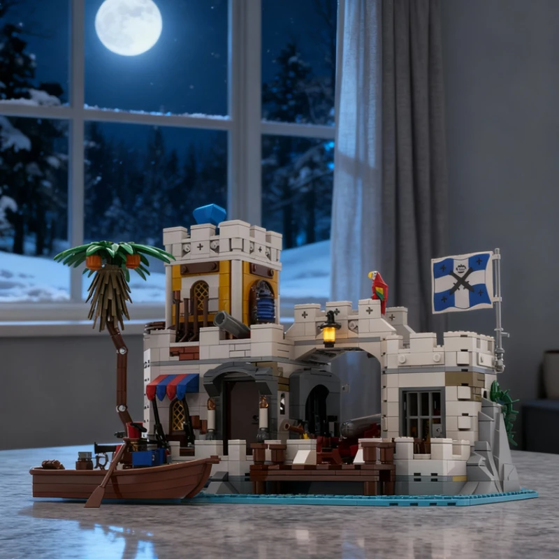 1129pcs MOC Lagoon Lockup Remake Pirates Model Building Blocks Room Decor, Home Decor, Home Decoration Room Decor Gift For Boys