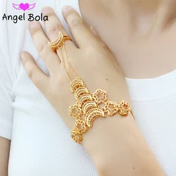 Luxury Golden Crescent Shape Women's Charm Suit Slave Bracelet Muslim Islamic Engagement Wedding Party Jewelry Gift Wholesale