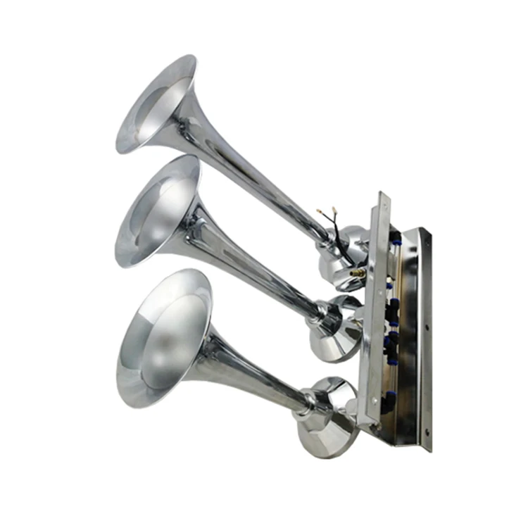 12 V/24 V Marine ทรัมเป็ตฮอร์นไฟฟ้า 3 ไฟฟ้า Zine-โลหะผสมที่มีประสิทธิภาพเรือสามท่อ Horn Air Horn Triple