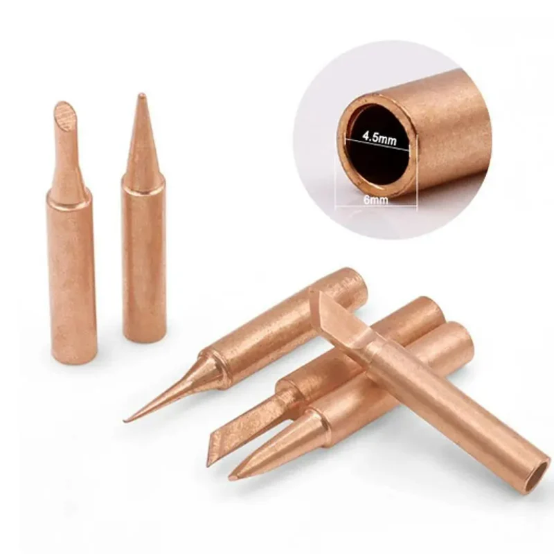 5pcs 900M-T Pure Copper Soldering Iron Tips Lead-Free Welding Solder Tip For Welding Equipment Soldering Supplies