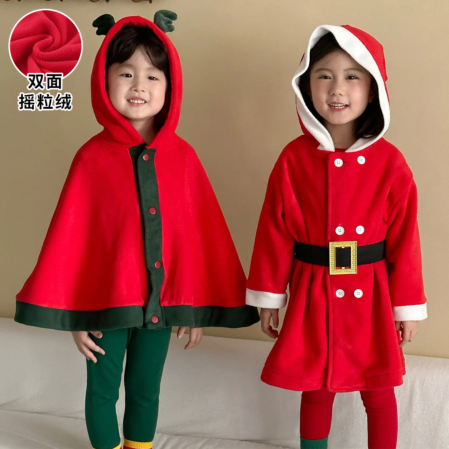 

Рождественский детский костюм, флисовый теплый наряд, плащ для мальчиков, накидка для девочек, платье Санта-Клауса с капюшоном, праздничная детская одежда для ролевых игр