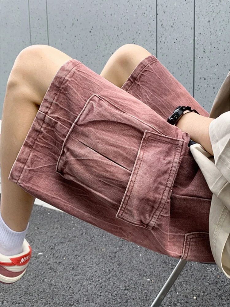 

Мужские винтажные джинсы Waed: повседневные, прямые, в американском стиле, свободного кроя, летние, легкие, из денима