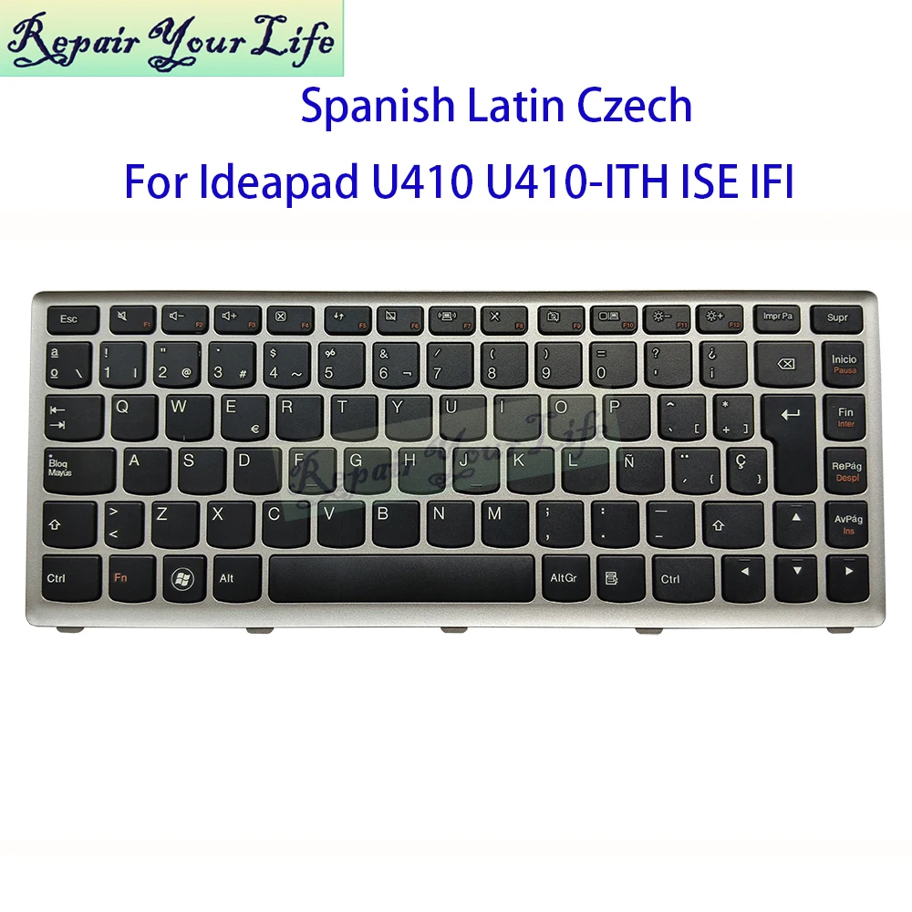 

Czech Latin Spanish Keyboard For Lenovo Ideapad U410 U410A U410-IFI U410-ISE U410-ITH T3C1-LAS MP-11K9 T3C1-SPA NO Backlit New