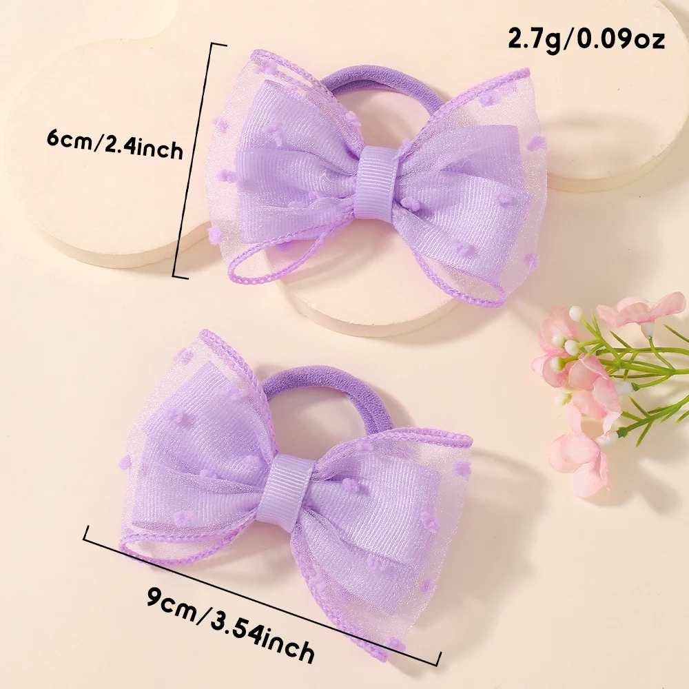 BABY BOWS 2 Stück/Set Kinder Mädchen Niedliche Doppelschichtige Schleifen-Haargummis Haarbänder Kinder Basis-Pferdeschwanz-Kopfschmuck Haaraccessoires – Detail 2