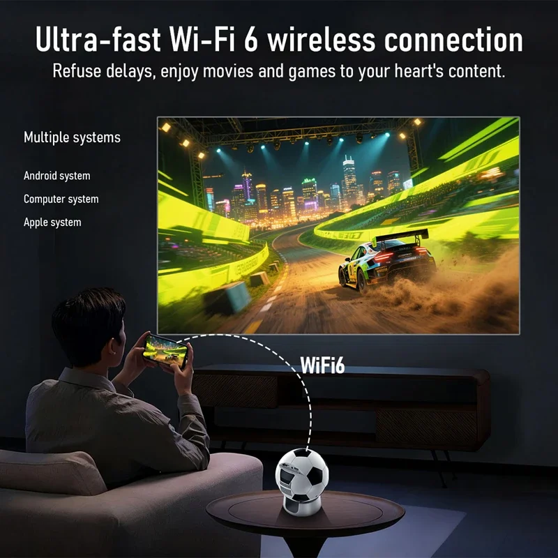 F20 HD 4K Android 13 Projetor Nativo 1080P 180ANSI Dual Wifi6 BT5.0 1280*720P Cinema Projetor portátil Projetor de Home Theater