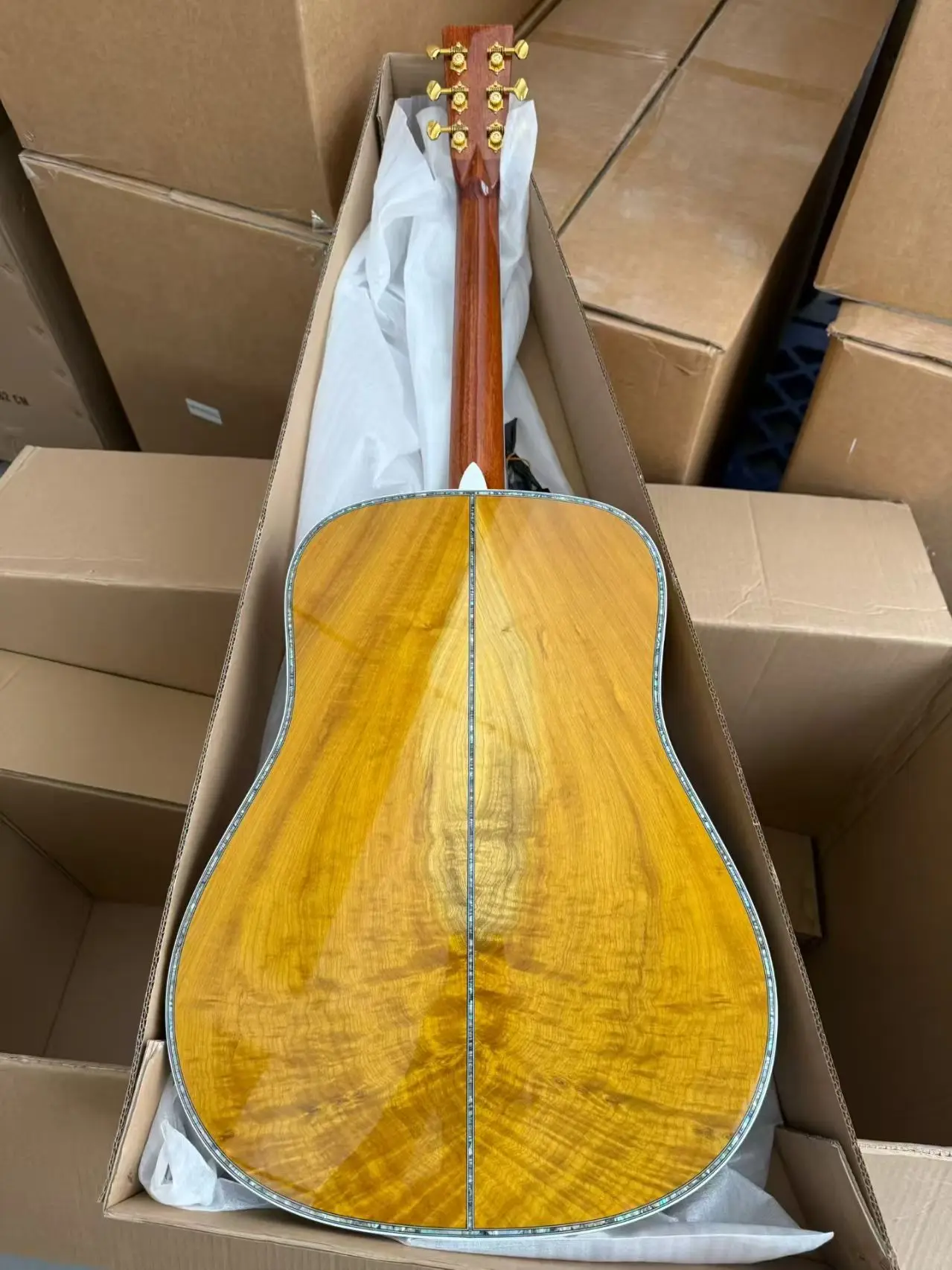 Special All Solid Wood Acoustic Guitar Golden Nanmu Body Mahogany Neck Rosewood Fretboard Dreadnought OM Shape High Quality D45G