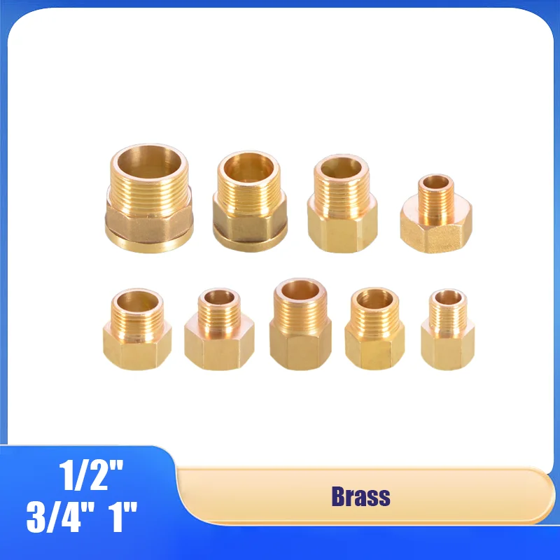 

1PCS Brass Pipe Fittings Male & Female Threaded Reducer Adapters, Straight Couplers for Plumbing, Water/Gas Line Size Conversion