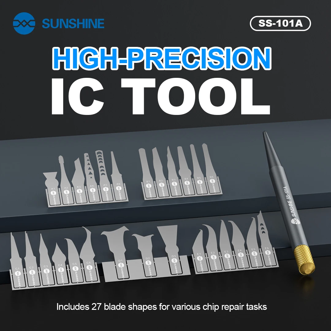 SUNSHINE SS-101A 27+1 LC Pry Tool Set Thin Blades Separate Solder Joints, Remove Bga Chips and Clean Glue Safely Repair Tools