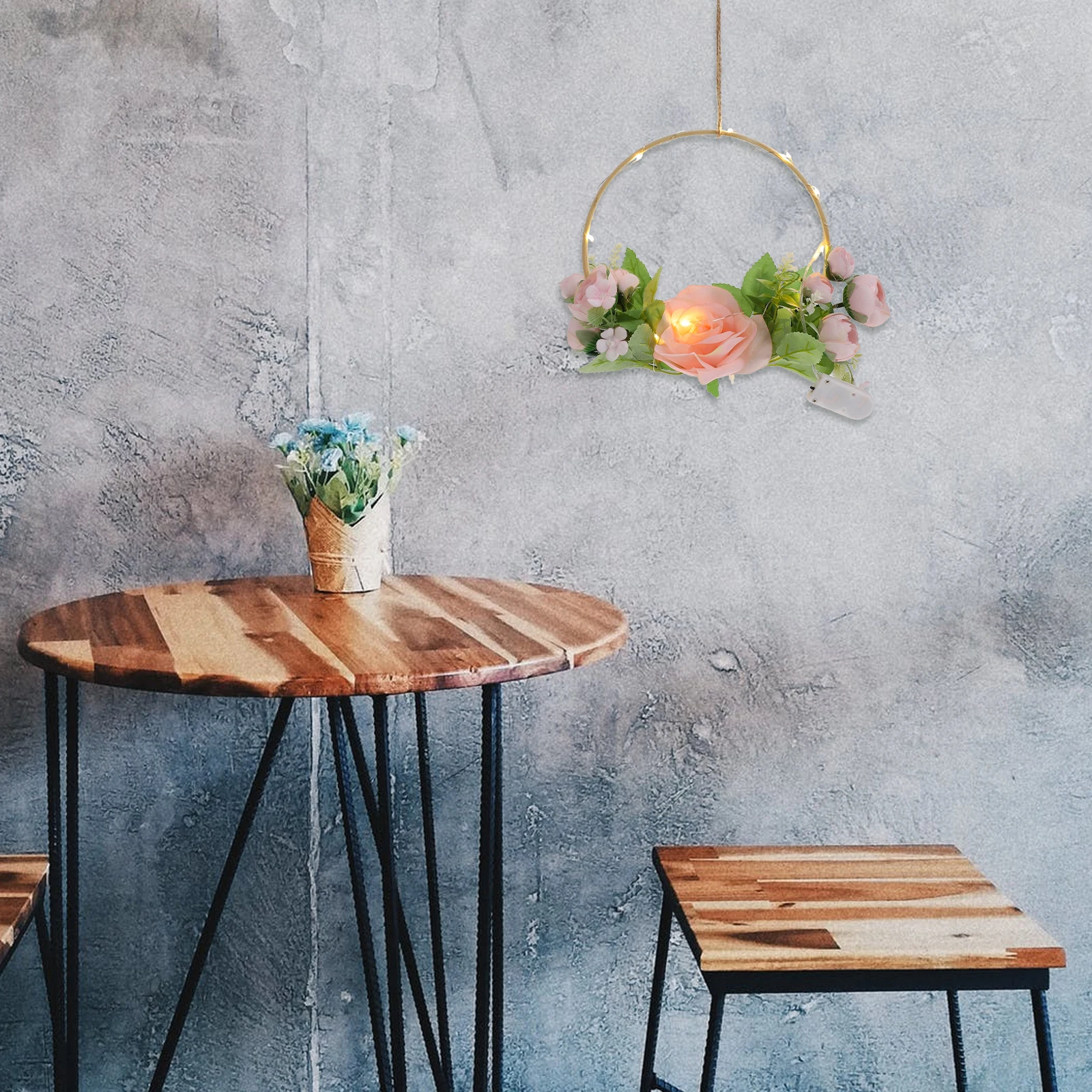 

Artificial Flower Light Bamboo Ring Decor Hanging Pendant Bedroom Wall Art Simulation Ribbon Indoor Lighting Fixtures