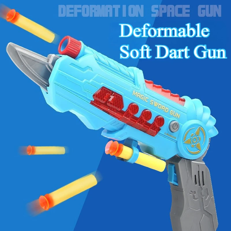 Deformable Soft Dart ของเล่นปืนแสงเสียงดูดถ้วยโฟมลูกดอก Blaster ของเล่นเด็กในร่มยิงของเล่น 5 กระสุน 1 เป้าหมาย