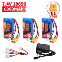 XT60 7.4V 6800mAh 2S Li-ion battery 18650 for Henglong 3818 3819 3838 3878 3888 3898 3909 3918 3938 3939 1/16 RC tank toys parts
