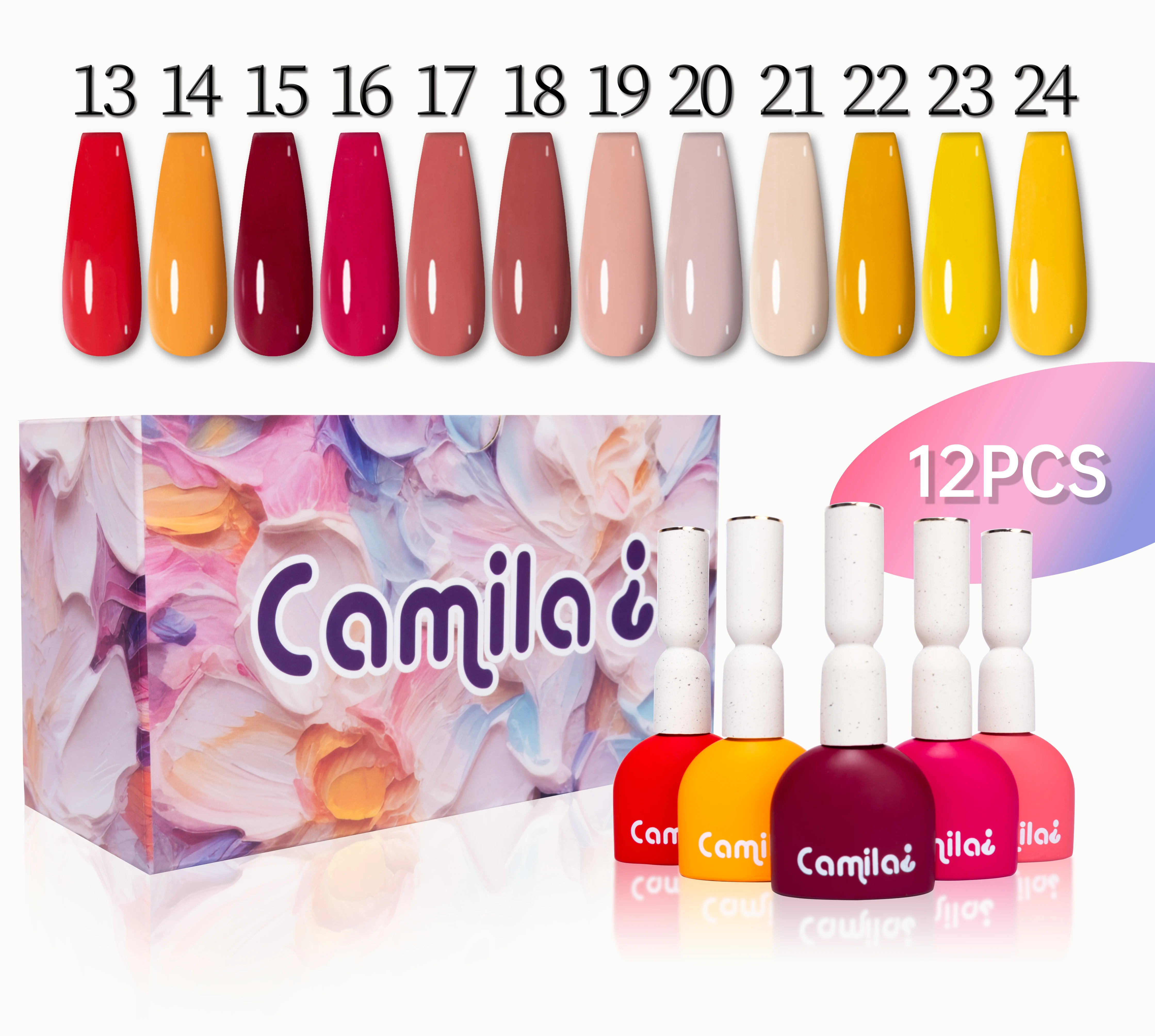 new bottle arrive 14g 12colors/box Camila Nail Supplies Vernis Semi Permanent Nail Art Manicure Soak Off LED UV gel