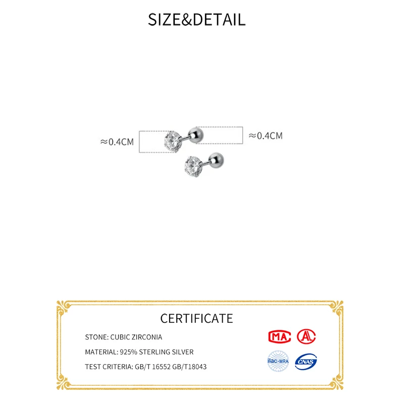 INZATT-pendientes de plata de ley 925 con Circonia cúbica para mujer, aretes pequeños, plata esterlina, Circonia cúbica, zirconia, circonita, zirconita, diseño redondo