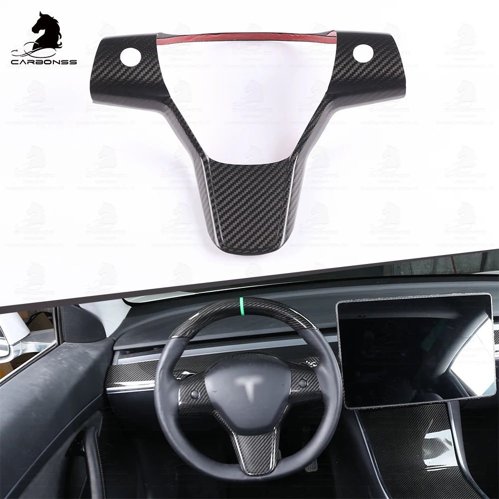 Hot sales carbon fiber steering wheel cover for Tesla Model 3 & Y Steering Wheel Accents 1 pc