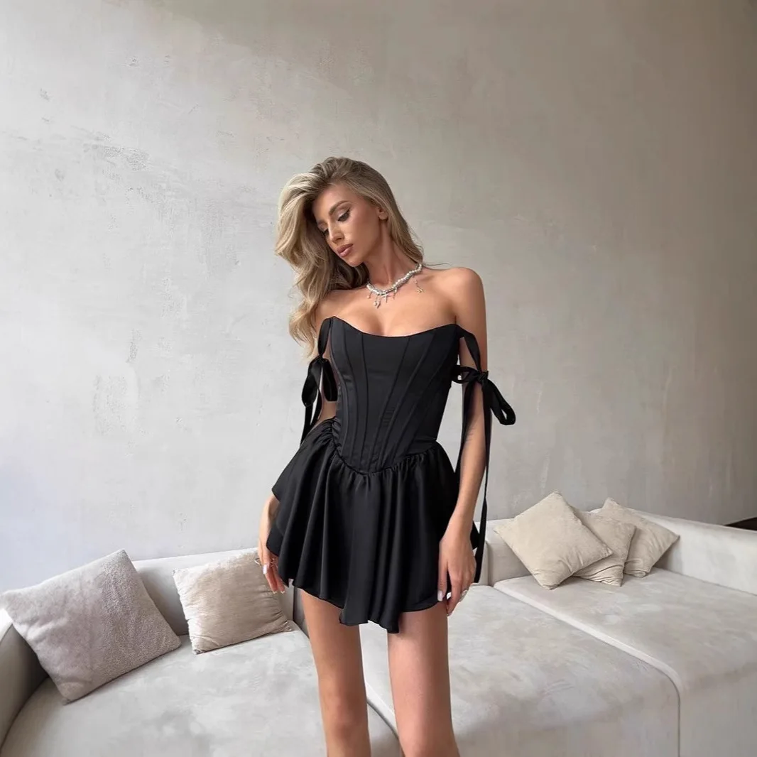Elegant Satin Backless Corset Mini Dress Summer Sexy Bodycon Dresses Party Evening Gown - view 4