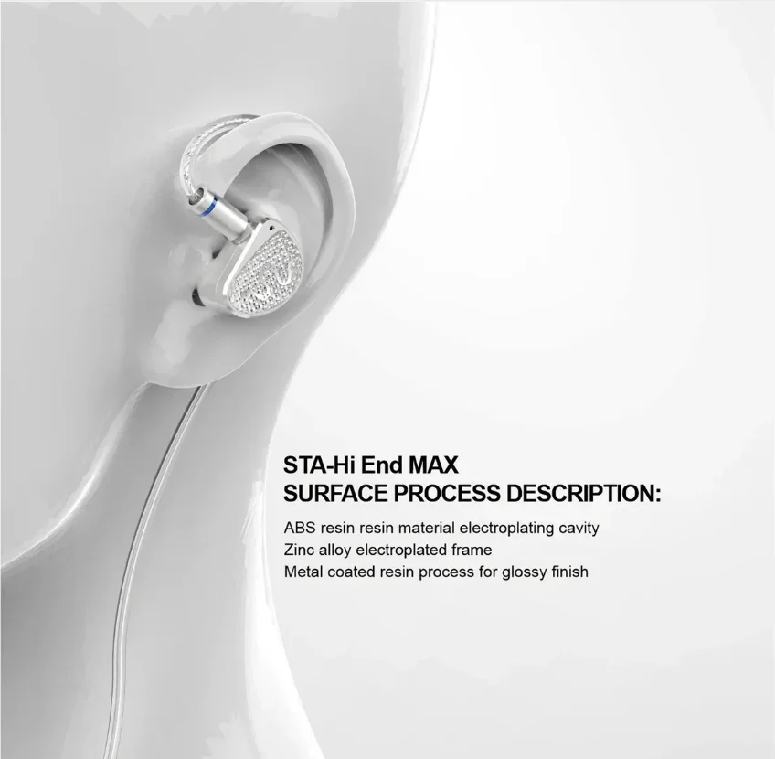 

Наушники EarAcoustic STA-Hi End MAX: проводные внутриканальные Hi-Fi наушники с двойными драйверами 10 мм DLC и 6 мм композитными, со сменным кабелем