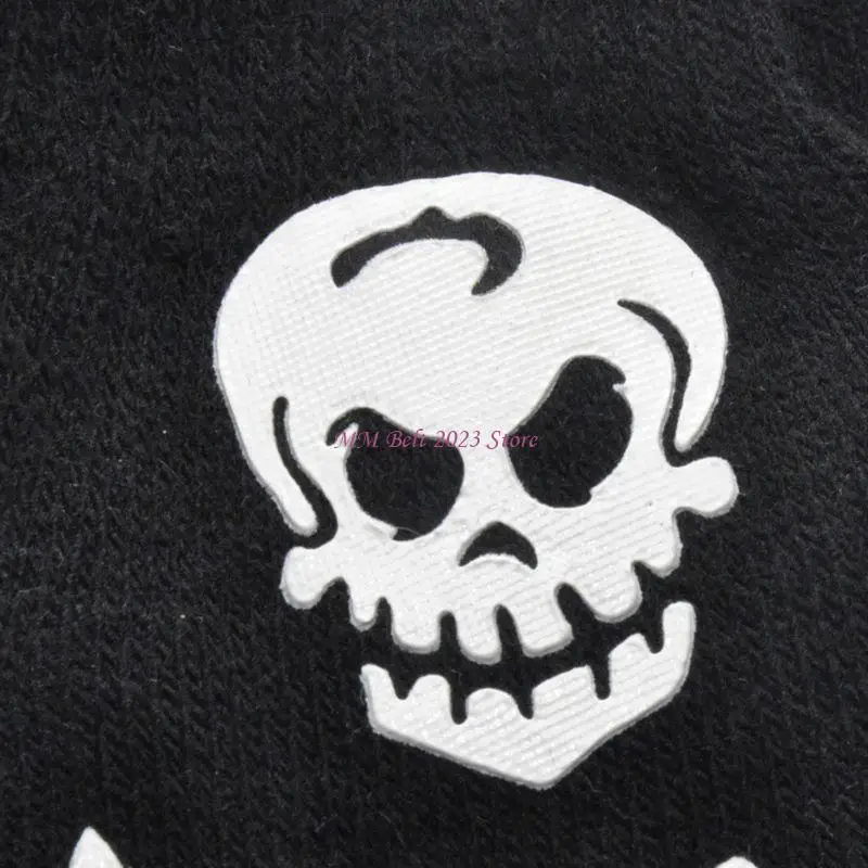49ME Luminous Knitted Fingerless Gloves Halloween Winter Motorcycle Skeleton Mittens