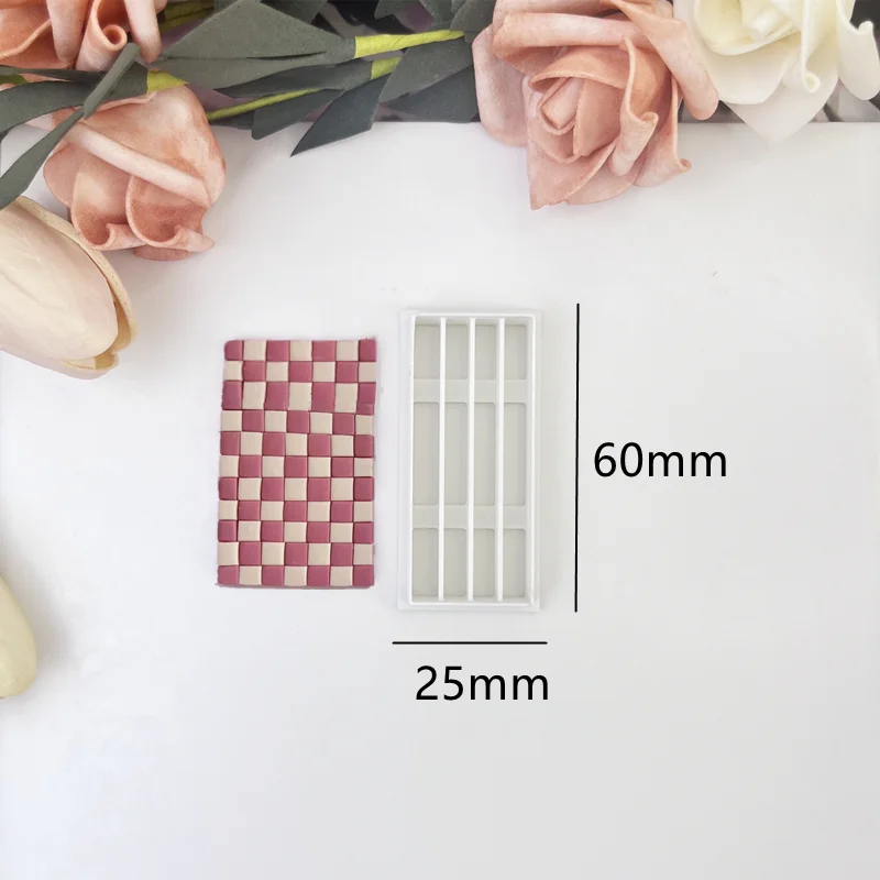 Checkerboard Polymer Clay Bar Cutting Mold Soft Pottery Cutters DIY Lattice Stripe Ceramics Earring Pressed Lines Making Tools