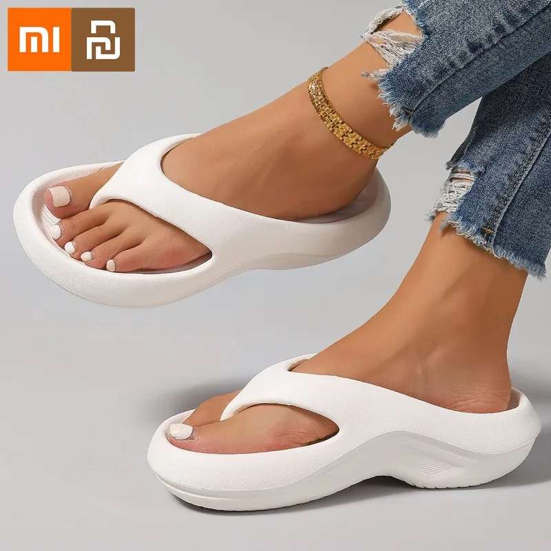 

Женские шлепанцы Xiaomi на толстой платформе Eva, летние нескользящие пляжные сандалии с застежкой на носок, женские удобные тапочки-облака на мягкой подошве