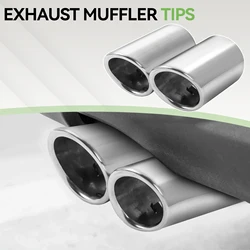 2Pcs Car Stainless Steel Chrome Exhaust Headers Tip Pipe Tail Rear Muffler Pipes For VW Polo Golf Scirocco Bettle 000071913ACH9