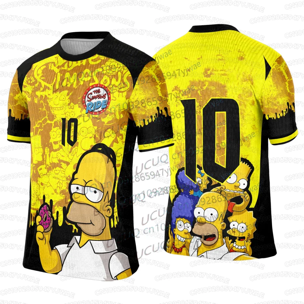 2026 Sommer Herren- und Damen-Kurzarm-T-Shirt mit The Simpsons Cartoon-Print, schnelltrocknendes Fußballtrikot, lässiges T-Shirt-Oberteil – Detail 7