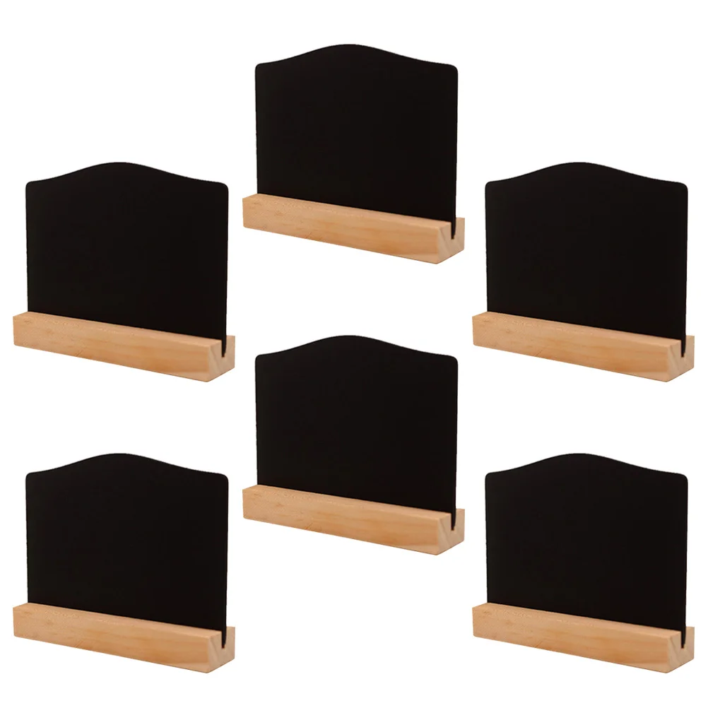 6pcs Double-sided Mini Blackboard Wooden Message Board Decorative Chalkboard for Shop Bar Coffee House (Small Size Board with Ba