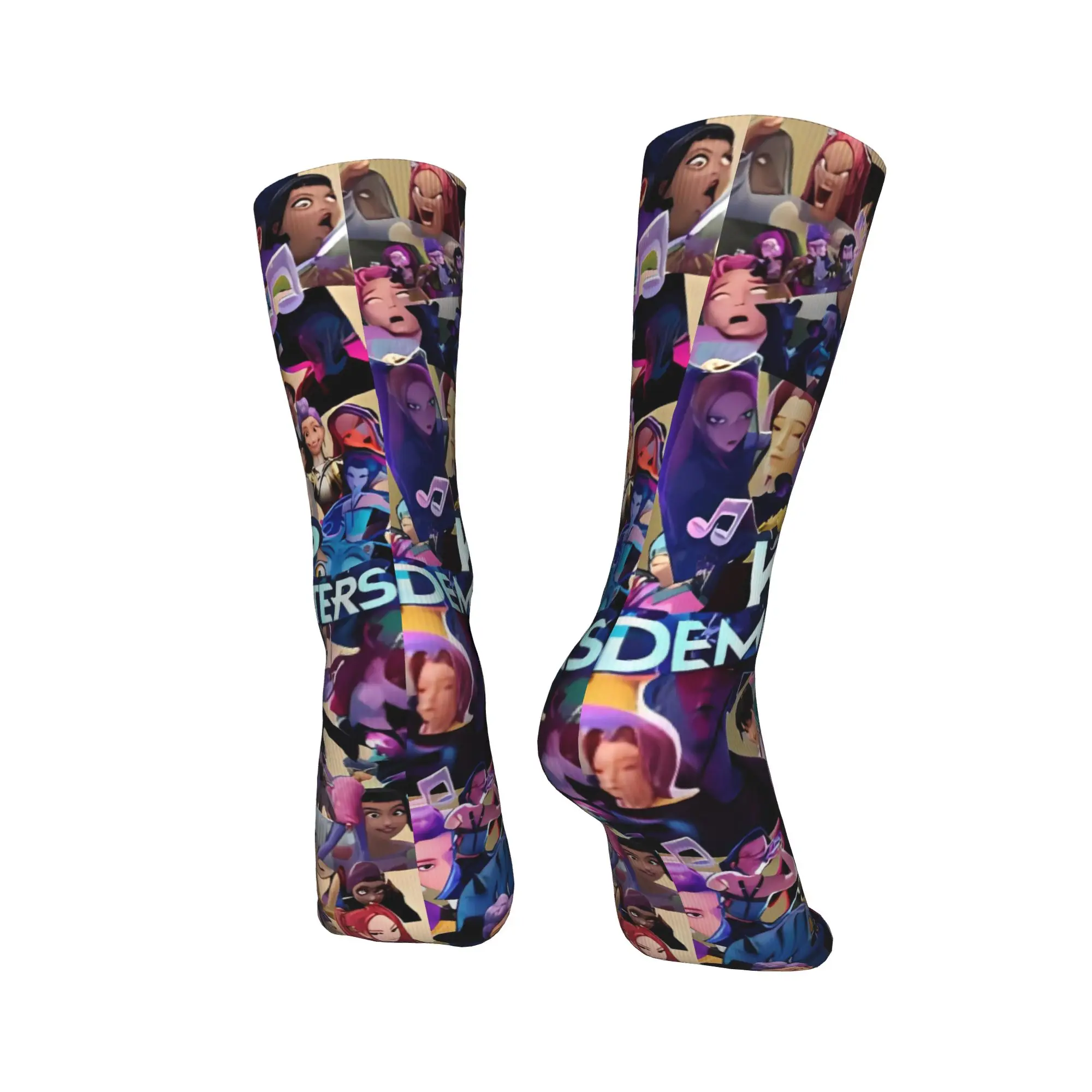 KPop Demon Hunters 스타킹 프린트 캐주얼 양말 가을 미끄럼 방지 양말 여성 남성 러닝 소프트 통기성 양말