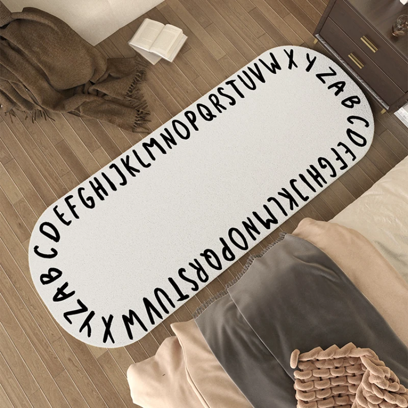 

Cream Style Bedroom Bedside Plush Carpet Fluffy Soft Cloakroom Non-slip Rug Modern Simple Living Room Decoration Washable Rugs