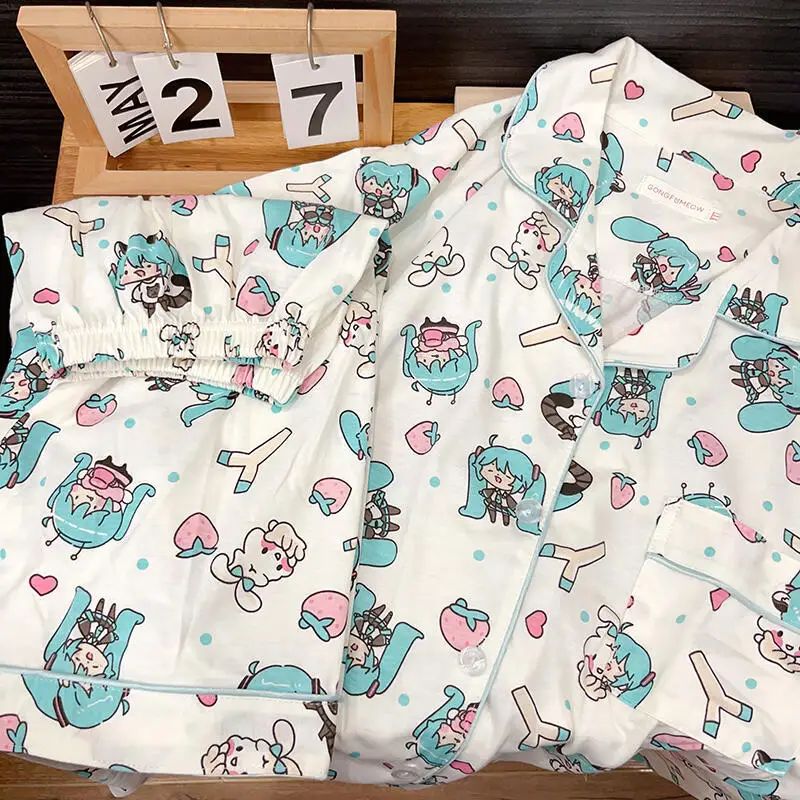 أطقم بيجامات أنيمي هاتسون ميكو ملابس نوم نسائية ناعمة بدلة بيجامة قطنية فضفاضة ملابس منزلية فضفاضة بيجامات مطبوعة هدية عيد ميلاد #3