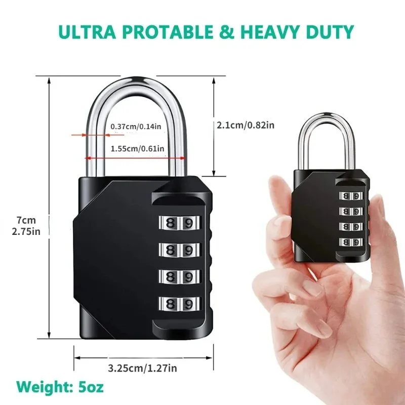 1/2pcs Combination Lock Resettable 4 Digit Padlock with Combination Waterproof and Heavy Duty Combination Padlock Outdoor view 3