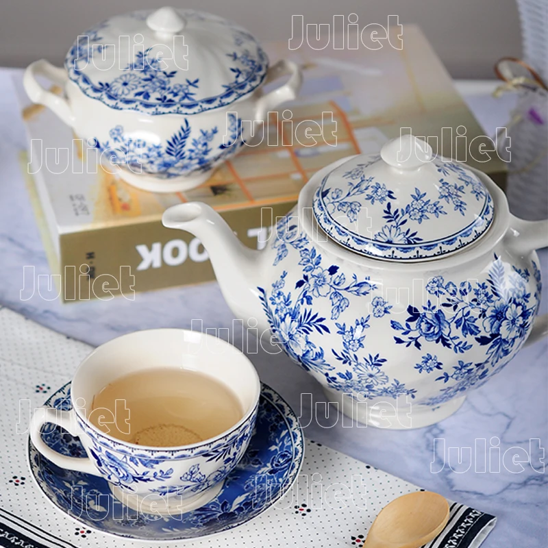 European Style Dinner Plate Classic Retro Tea Cups and Tae Tray Household Use Coffee Cup Plant Flower Pattern Ceramic Plates Mug