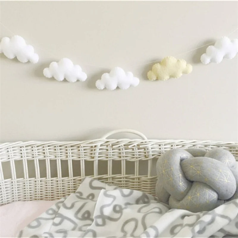 Nordic Felt Cloud Garlands String Wall Hanging Ornaments Baby Bed Kids Room Decoration Nursery Party Banner Decor Photo Props