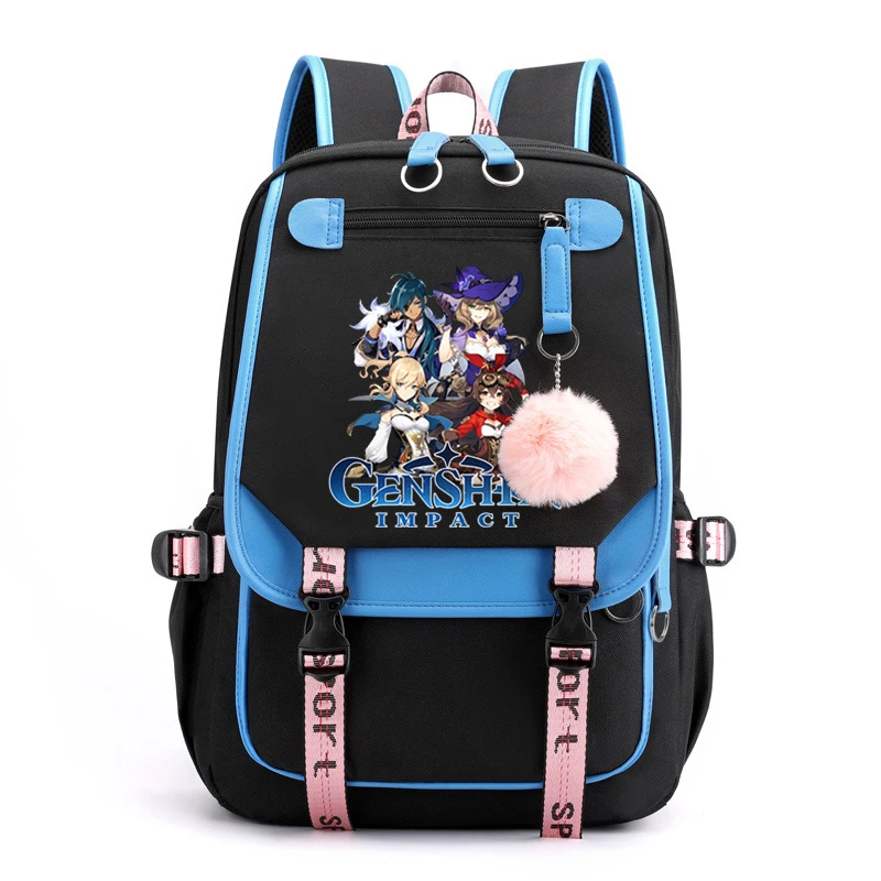 Genshin Impact Rugzak Schooltassen voor Meisjes met Anime Rugzak voor Tiener Kinderen USB Waterdichte Schoolrugzak Zakken Mochila