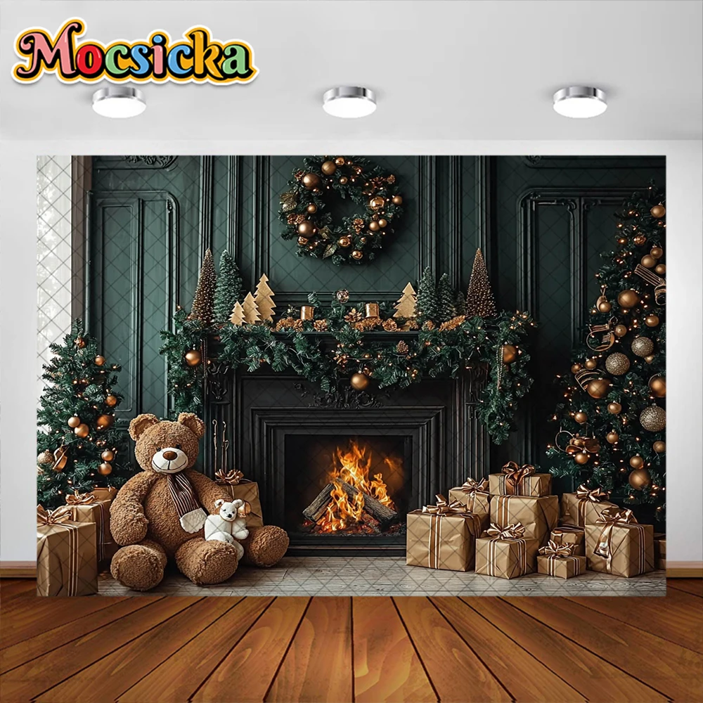 خلفية التصوير الفوتوغرافي لعيد الميلاد للأطفال ، شجرة عيد الميلاد ، نافذة ، مدفأة ، عطلة ، صورة ، خلفيات صورة ، لافتة ، لوازم الديكور
