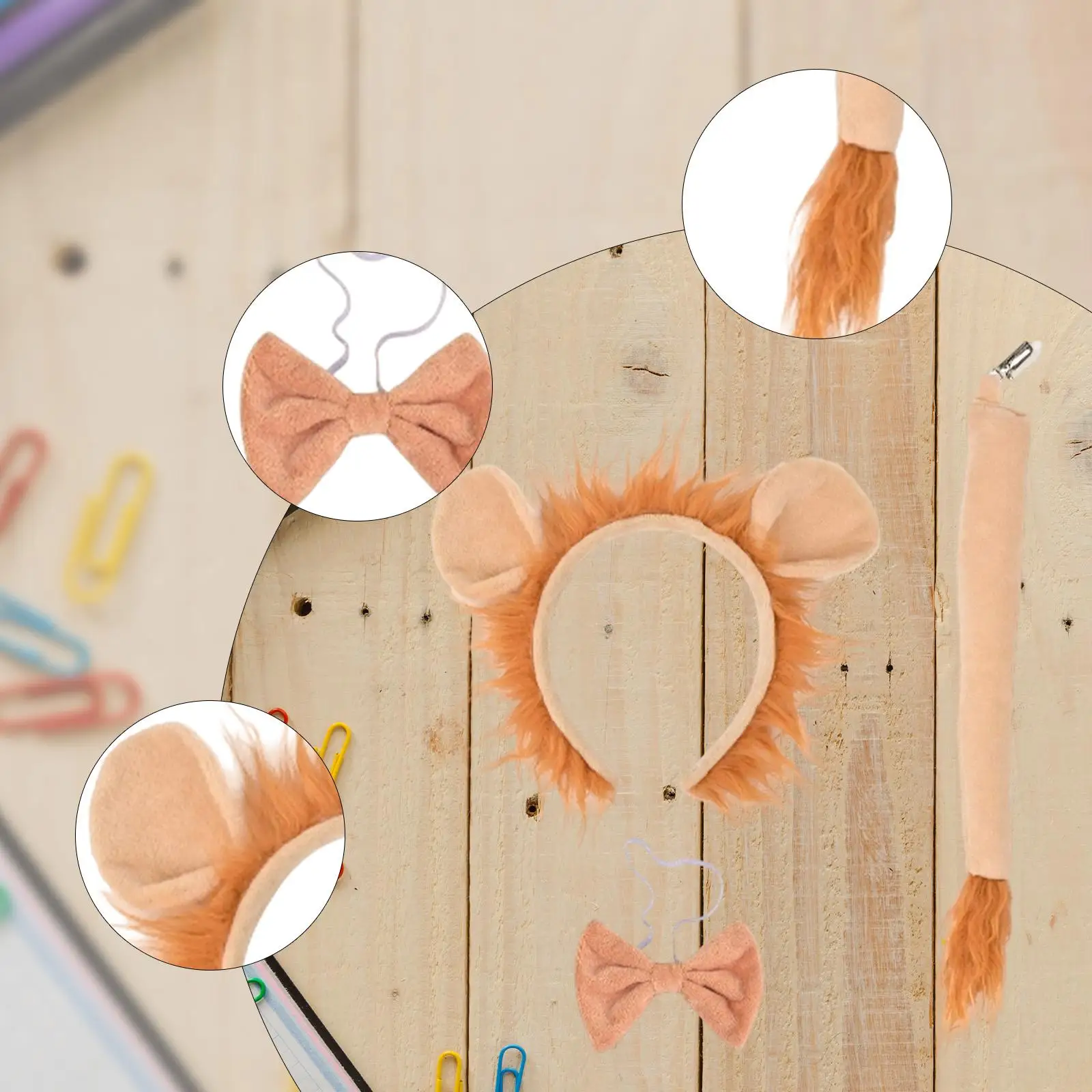 Ensemble de nœuds papillon et queue oreilles de Lion, décoration de coiffure, rôles de jeu pour enfants et événements