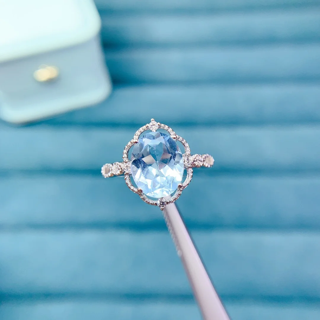 

Classic Model Natural Topaz Ring S925 Pure Silver Firm Inlay Top Grade Gem Compact Elegant Design Party Daily Wear