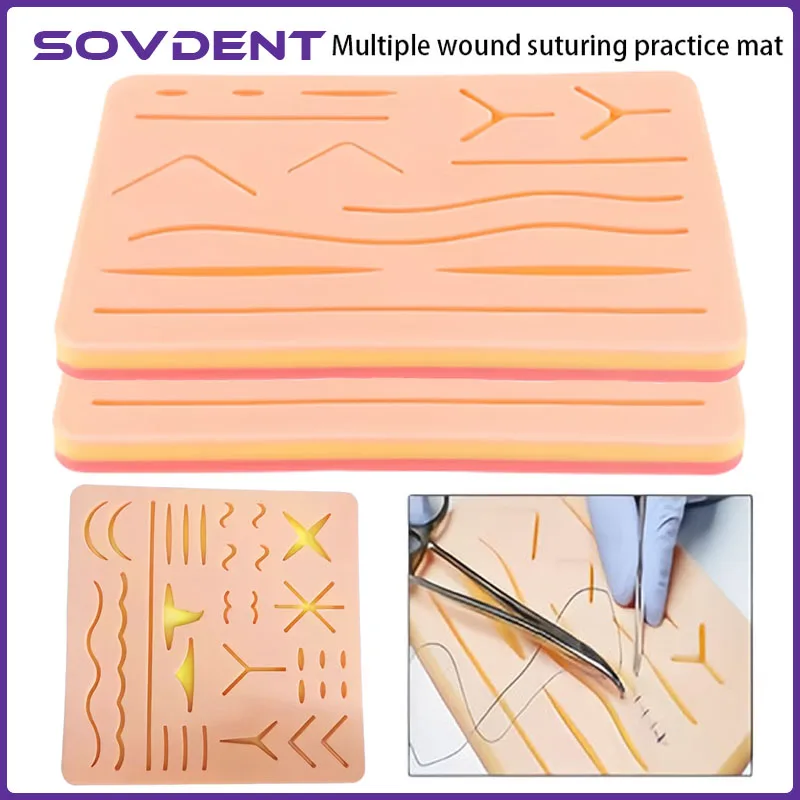 Silicone Skin Pad Suture Training Kit Surgical Wound for Surgeon Medical Practice Training Traumatic Suture Practice Kit