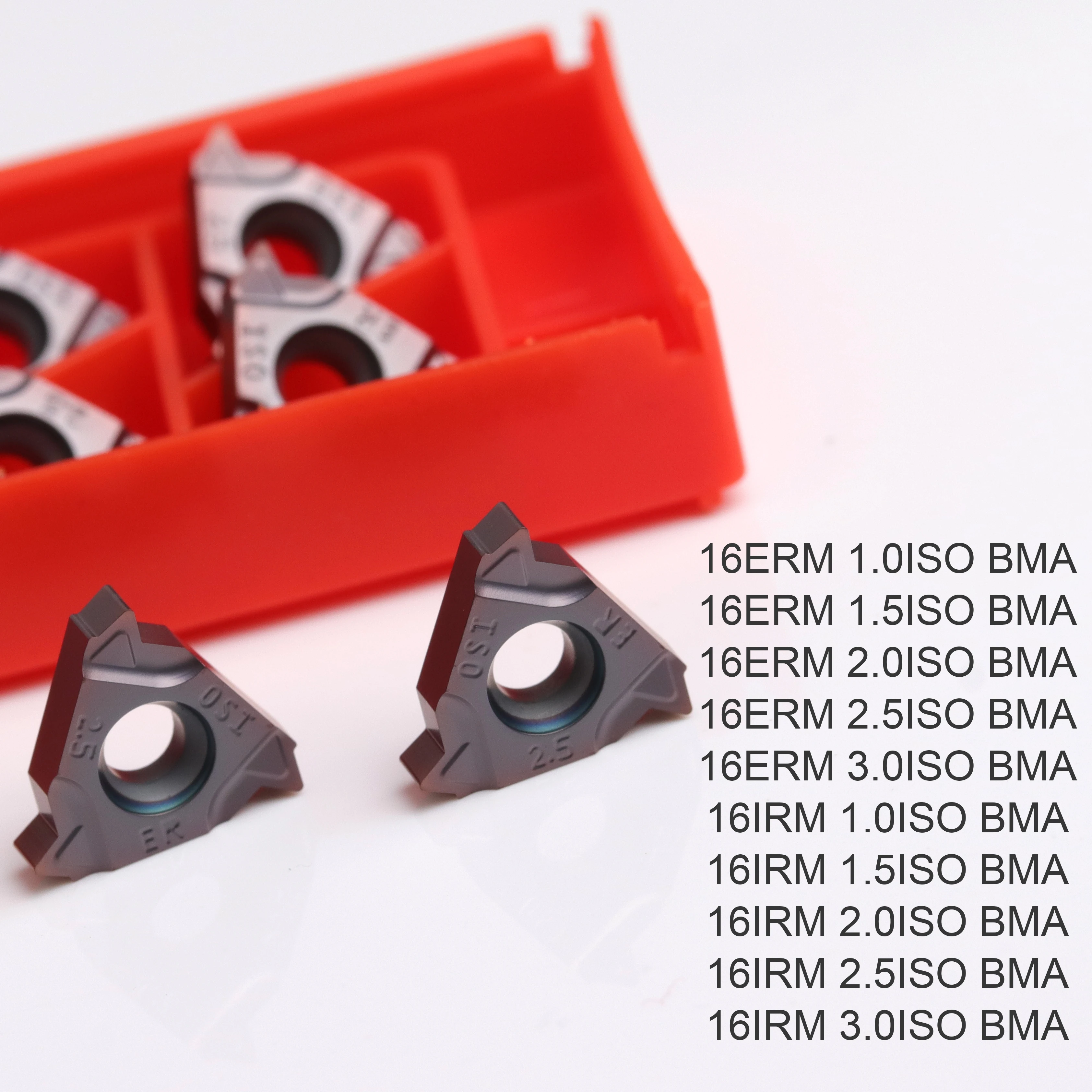 Set of 10 Carbide Lathe Inserts Carmex 16ERM 16IRM 1.0ISO 1.5ISO 2.0ISO 2.5ISO 3.0ISO BMA High Quality Thread Turning Inserts