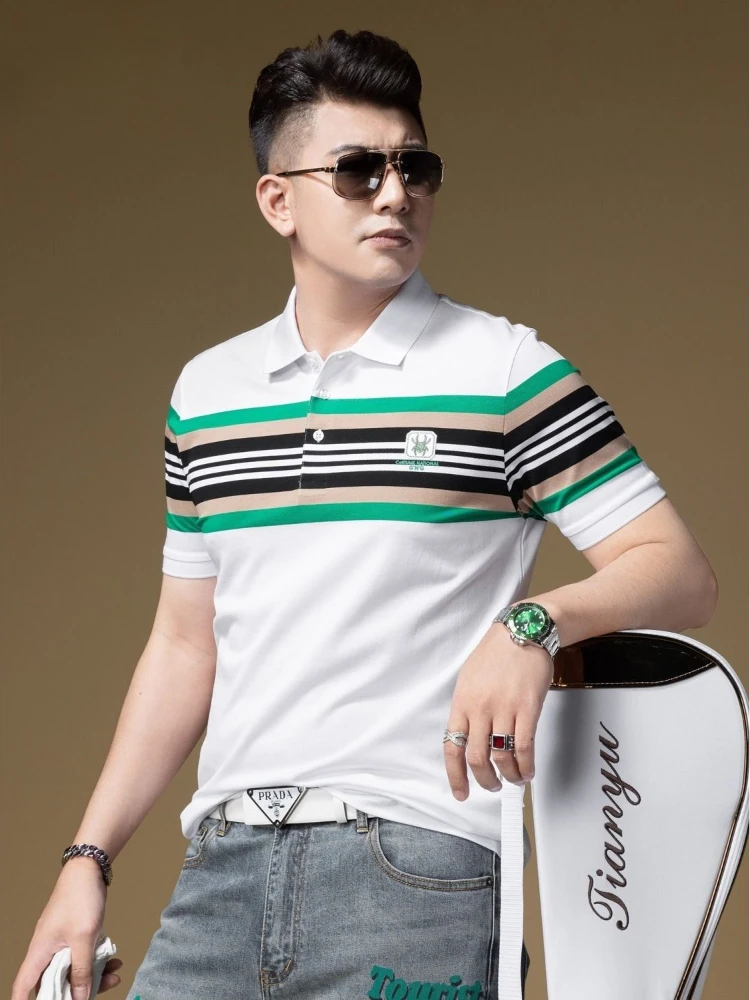 Male with Collar Tee Rock Heather Mens T-shirt Graphic Polo Shirts Striped Tops Hip Hop Luxury Party Stylish New & Tees Elastic