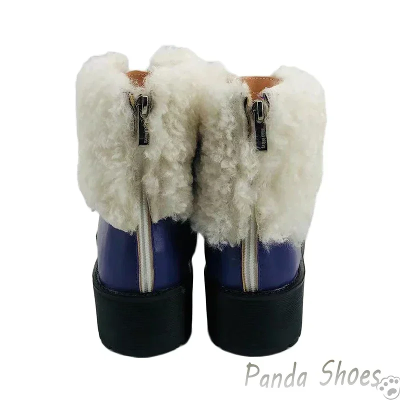 Genshinimpact Keqing Cosplay chaussures Anime jeu Cos bottes en fourrure jeu Ke Qing Cosplay Costume accessoire chaussures pour la fête d'halloween