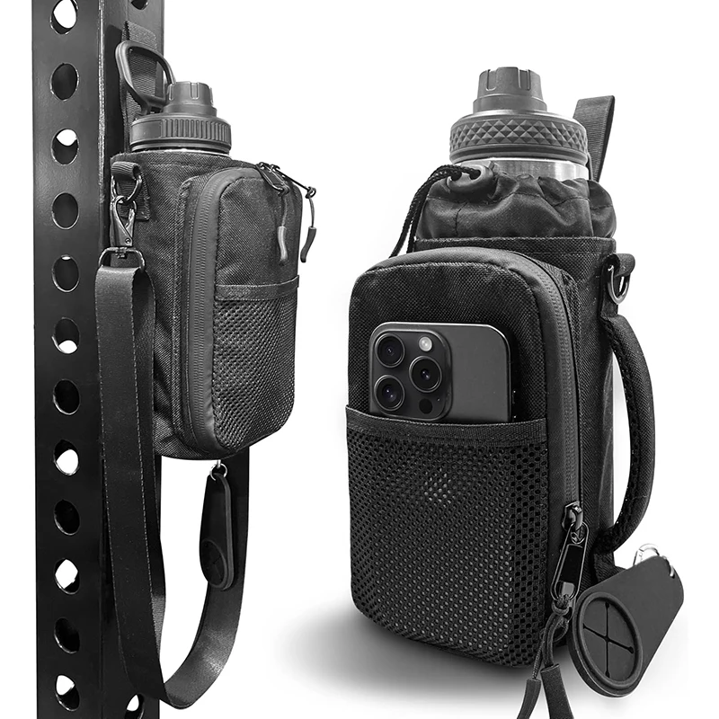 

Черная прочная маленькая сумка-переноска для бутылки с водой через плечо для мужчин и женщин, новая высококачественная магнитная спортивная сумка с сетчатым карманом